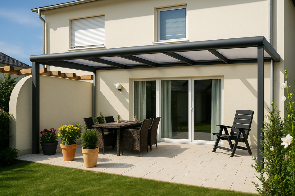 Terrassenüberdachung 1150 cm x 300 cm VSG GLAS