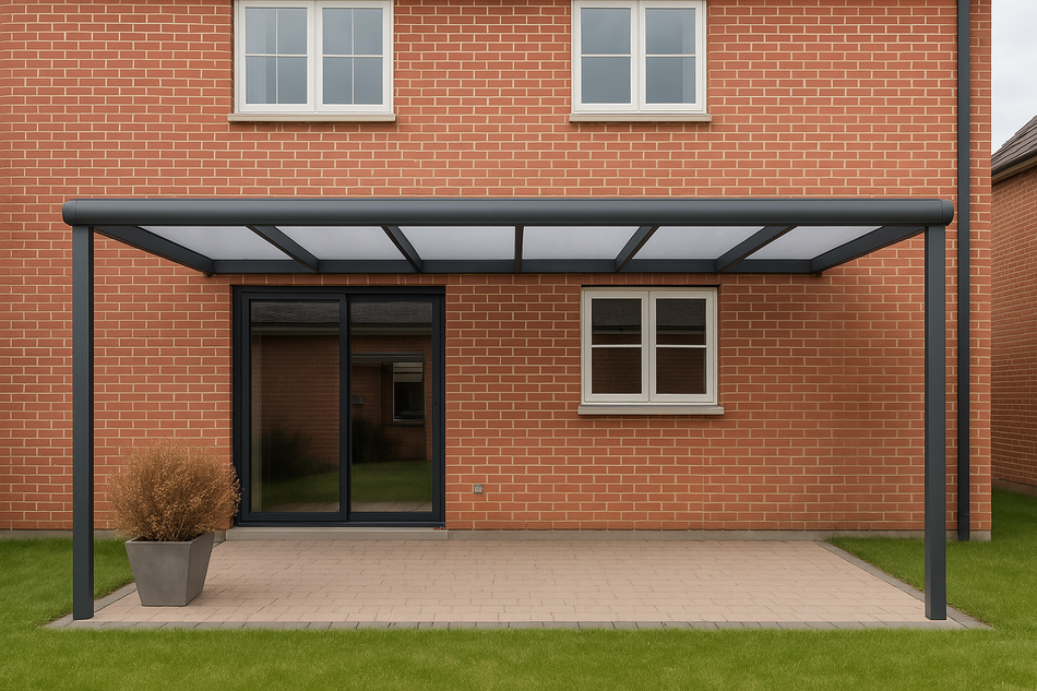 Terrassenüberdachung 350 cm x 200 cm mit Opal Polycarbonat