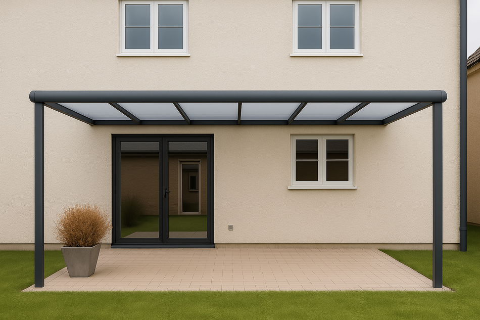 Terrassenüberdachung 350 cm x 250 cm mit Opal Polycarbonat