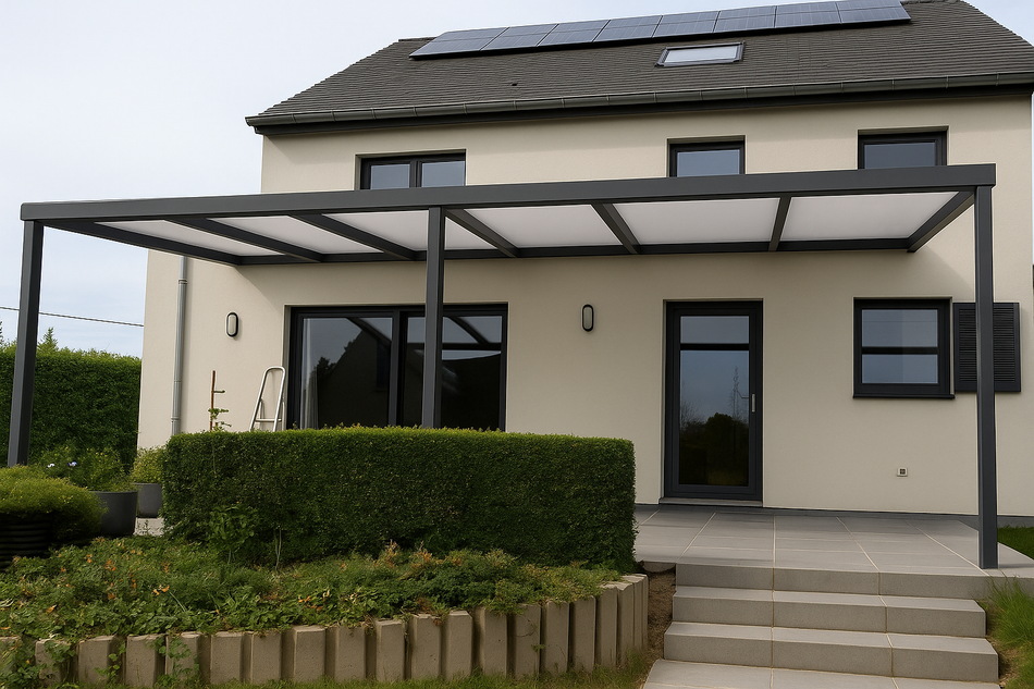 Terrassenüberdachung 1150 cm x 200 cm VSG GLAS