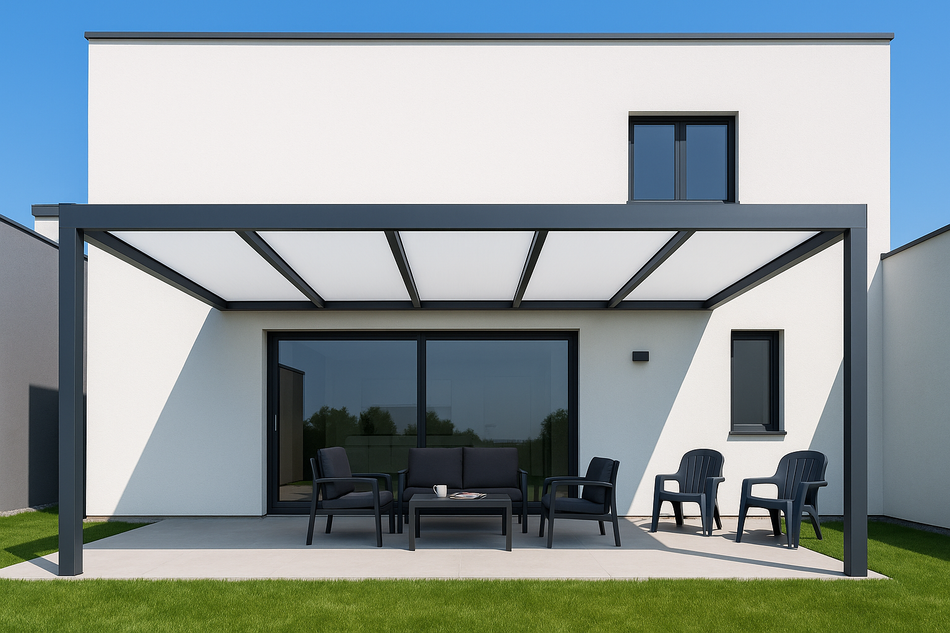 Terrassenüberdachung 1150 cm x 250 cm VSG GLAS