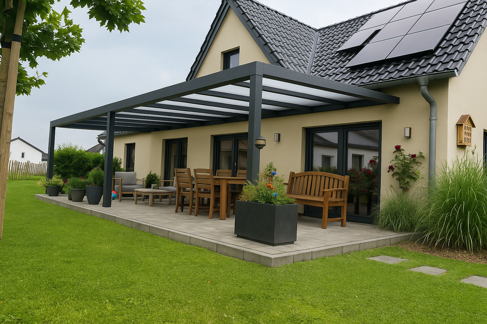 Terrassenüberdachung 1200 cm x 200 cm VSG GLAS