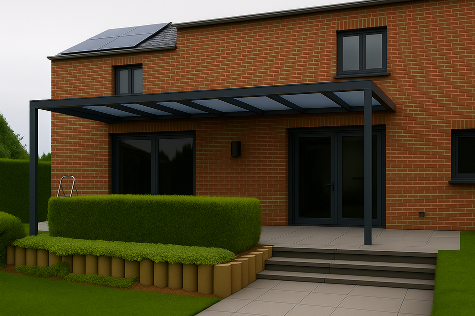 Terrassenüberdachung 400 cm x 200 cm mit Opal Polycarbonat