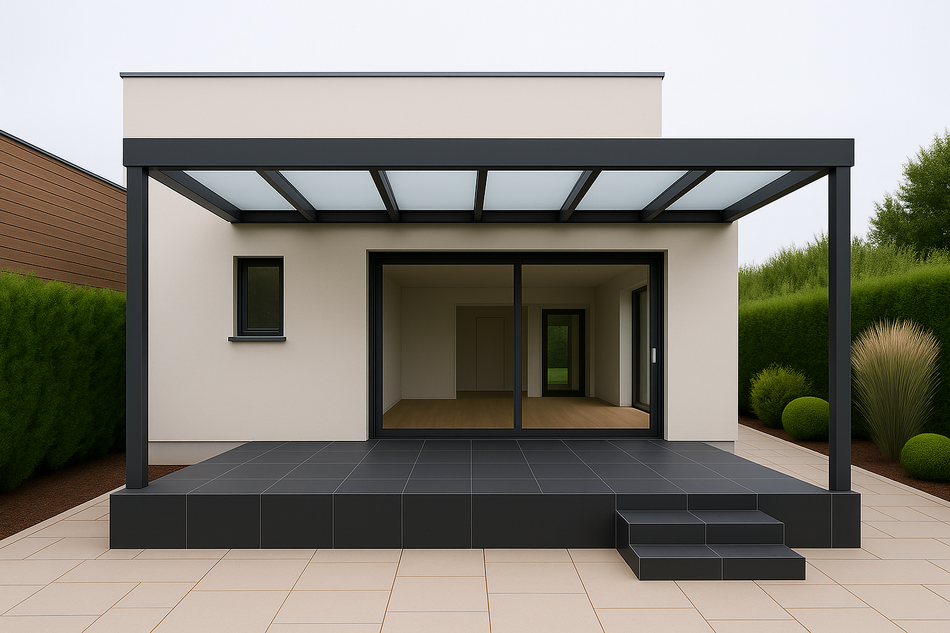 Terrassenüberdachung 500 cm x 450 cm Polycarbonat