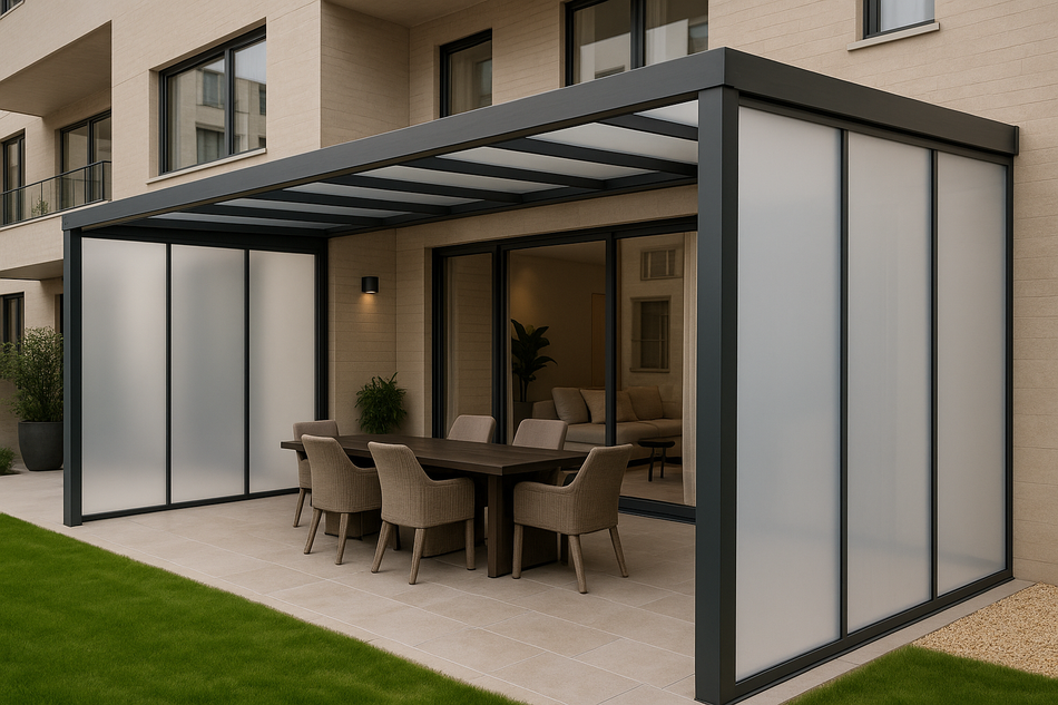 Terrassenüberdachung 500 cm x 500 cm Polycarbonat