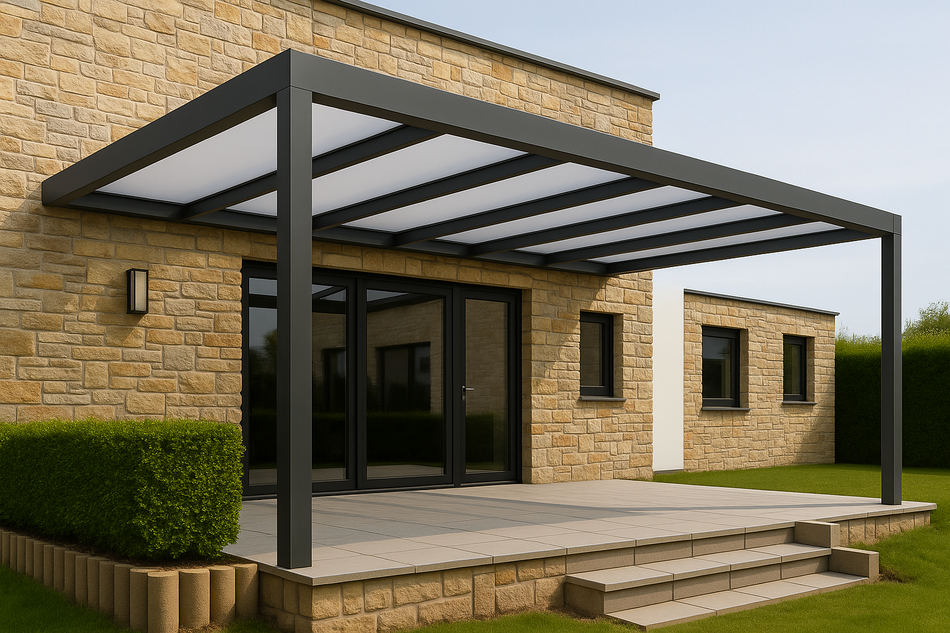 Terrassenüberdachung 600 cm x 450 cm Polycarbonat