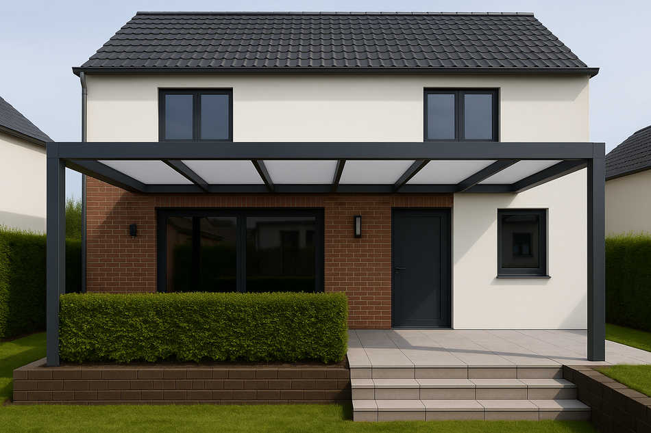 Terrassenüberdachung 650 cm x 450 cm Polycarbonat