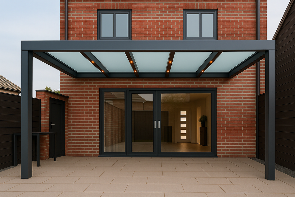 Terrassenüberdachung 750 cm x 400 cm VSG GLAS
